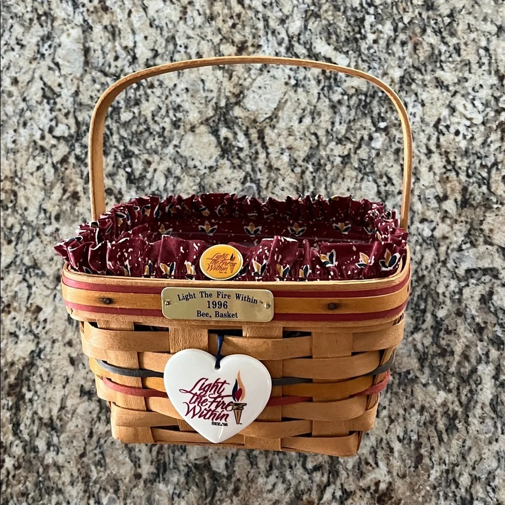 SIGNED BY DAVE! “Light the Fire Within” Bee Basket Longaberger, 1996